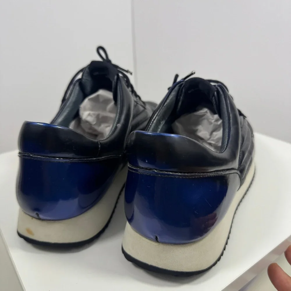United Nude Sneakers Mens 9 Black Blue Quilted Leather Low‎ Top Shoes